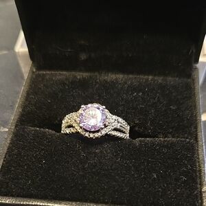 Elegant Silver and Purple Women's Ring